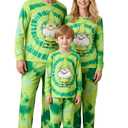 PATPAT Family Matching Christmas Pajamas, Tie Dye Pjs Sets with Snowman & Gingerbread, Includes Plaid Socks for Family (XXL)