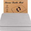 Stone Bath Mat Large, Diatomaceous Earth Shower Mat, Non-Slip Super Absorbent Quick Drying Bathroom Floor Mat, 2 Pack,23.62x15.35, Light Grey