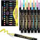 2 x 12 Colors Acrylic Paint Markers, 6 Glitter & 6 Neon Fluorescent Pens, Innovative Light-Valve Tech for Instant Flow, Fine Chisel Tip Paint Pens for Journaling, Rock Painting, Cards & DIY Projects