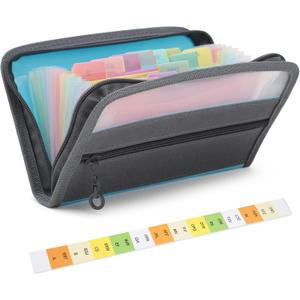 Small Accordion File Organizer, 13 Pocket A6 Size Receipt Coupon Holder Organizer, Portable Mini Expanding File Folder for Storage Cards, Bills, Receipts, Coupons, Cash - 8" x5.3 (Black)