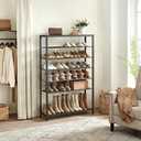 VASAGLE 8 Tier Shoe Rack, Shoe Organizer for Closet, Entryway, 32-40 Pairs of Shoes, Large Shoe Rack Organizer with 7 Metal Mesh Shelves, 11.8 x 39.4 x 59.8 Inches, Rustic Brown and Black ULBS012B01