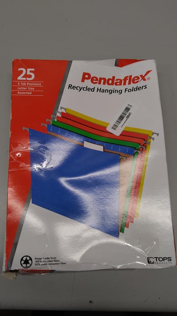 Pendaflex Recycled Hanging Folders, Letter Size, Assorted Colors, 1/5-Cut Adjustable Tabs, 25 Per Box (81663) Red