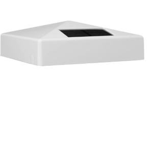 Classy Caps 5x5 White PVC Pyramid Solar Post Cap - High Performance, Energy Efficient, Outdoor Solar Lighting, Durable White PVC, Fits Standard 5x5 Posts