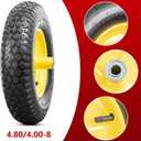 4.80/4.00-8 Tires and Wheels, 15-Inch Wheel, 5/8" Bearings, Compatible with Hand Truck, Wheelbarrow, Wagon, Gorilla Carts (Yellow, 2PCS) P-097
