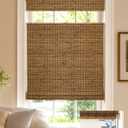 LazBlinds No Drill Bamboo Roman Shades, 22.5" W x 64" H, Highfield Teak