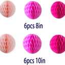 12pcs 8 inch 10 inch Tissue Paper Honeycomb Balls Party Backdrop Decoration Paper Flower Balls Craft Kit for Wedding Room Birthday Baby Shower (Pink Set)