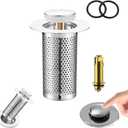 Bathroom Sink Drain Stopper for US Universal Replacement,Pop Up Drain for Bathroom Sink with Stainless Steel Filter Basket Hair Catcher, Sink Drain Strainer for 1.34-1.45 Inch