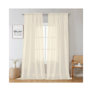 Cream Sheer Curtains 96 Inches Long 2 Panels, Elegant Light Filtering Voile Breathable Curtains, Gauzy Window Decor with Top Dual Rod Pocket for Living Room Bedroom, Each 42" W x 96" L