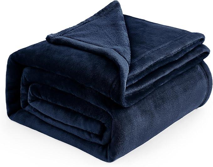 Bedsure Get Cozy Fleece Blanket Dark Blue 235" x 235"
