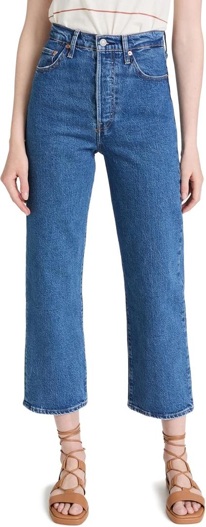 Levi's Womens Premium Ribcage Straight Ankle Jeans (27, Jazz Pop - Medium Indigo)