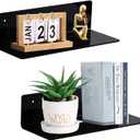 9 Inch Acrylic Floating Shelf No Drill Adhesive Wall Shelf Set of 2 for Funko Pop Storage, Floating Shelves Damage-Free Expand Wall Space for Living Room, Bathroom, Gaming Room, Office - Black