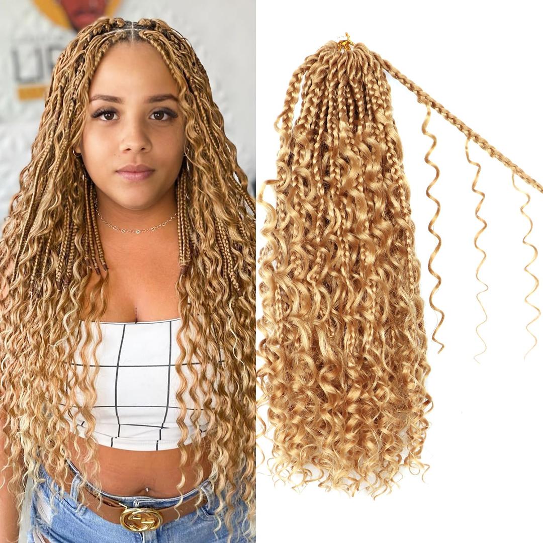 Goddess Boho Box Braids Crochet Hair-8 Packs 14 Inch Crochet Box Braids for Black Women Pre Looped ((#27, 14 Inch (Pack of 8))