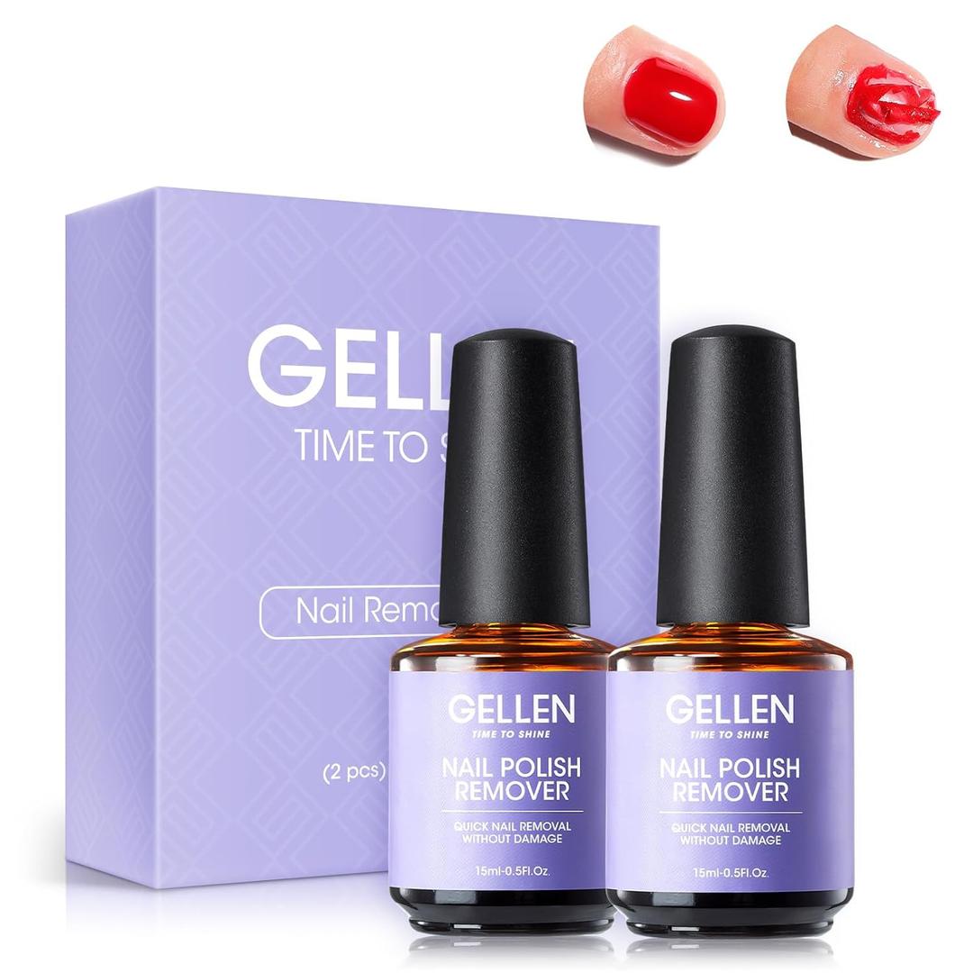 2 x Gellen Gel Nail Polish Remover, 2 Pack Professional Gel Polish Remover for Nails, Quick & Easy Polish Remover In 3-5 Minutes, No Need for Foil Soaking Or Wrapping