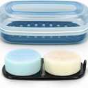 OZNER Clear Travel Soap Case - Leak-Proof Multi-Use Soap Holder with Draining Layer for Shampoo Bars, Gym, Travel & CampingBlue,1 Pack