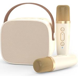 Mini Karaoke Machine Microphone,Fun Toys Christmas Birthday Gifts for Adult Kids/Toddler Boys Girls 3 4 5 6 7 8 9 10 11 12+,Portable Bluetooth Speaker with 2 Wireless Microphone