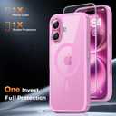 TAURI for iPhone 16 Plus Case, Compatible with MagSafe [Not-Yellowing] with Screen Protectors, Military-Grade Protection, Slim Magnetic Case for 16 Plus 6.7", Pink