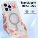 LSL Designed for iPhone 15 Pro Case [Drop Protection/Compatible with Magsafe] Cute Flower Magnetic Phone Case for Women Girly TPU Bumper Floral Cover Pink