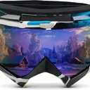 Skiing Motocross Goggles,Racing Riding Goggles ATV Dirt Bike,Ventilation Anti-Fog UV Impact Resistant for Adult (09-6 Series, Blue White Black Frame and Blue Lens)