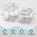 Delamu 4 Pack 2-Tier Bathroom Under Sink Organizers and Storage, Multi-Purpose Stackable Pantry Organization and Storage, Pull Out Clear Kitchen Bathroom Cabinet Organizer with Movable Dividers, White