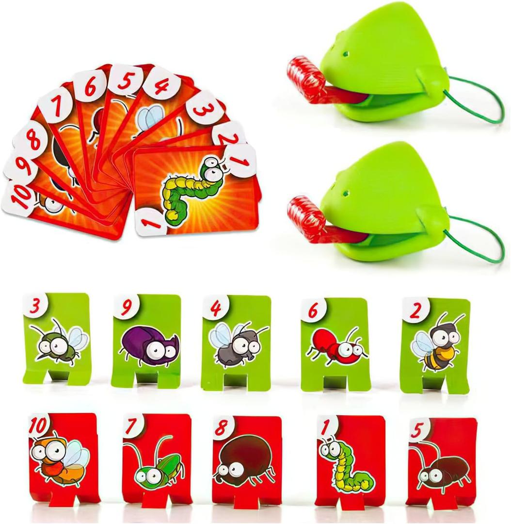 2 x Frog Tongue Games, Catch Bugs,Quick to Lick The Bugs, Chameleon Game, Memory Game, Fun Games, Christmas Birthday Gifts (Green)