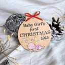 Heart's Sign Babys First Christmas Ornament 2025 Girl | Baby Girl 1st Christmas 2025 | Our First Xmas as Family of Three Ornament
