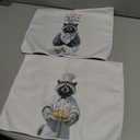 Eieanao Funny Raccoon Gifts Kitchen Towels Set of 2, Chef Raccoon Cooking Hand Towels, Funny Raccoons Microfiber Dish Tea Towel for Kitchen Bar Decor, Chef was Cute, Would Eat Here Again, 16x24 Inch