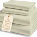 100% Egyptian Cotton Queen Size Sheets Premium 1000 Thread Count Sheets, 15" Deep Pocket Queen Sheet Set, Silky Sateen Weave, Breathable & Fade Resistant, Soft Luxury Bedding For Holiday Home -Linen