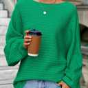 PRETTYGARDEN Fall Sweaters for Women 2025 Oversized Boat Neck Pullover Long Sleeve Knit Tops Cozy Winter Fashion Clothing (Green, L)