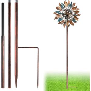 LEIFIDE Copper Color 72" h Replacement Pole for Large Wind Spinner, Windmill Replacement Parts, Three-Part Composition, 22mm Thicker Tube, Easy Assembly for Large Metal Wind Spinner