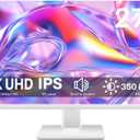 Thinlerian 27 Inch 4K UHD 3840 x 2160 Computer Monitor, IPS Display, Ultra-Thin Bezel, HDMI, DisplayPort, VESA, Build-in Speakers, PC Monitor for Design, Work, Gaming, White