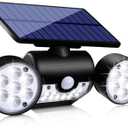 Solar Lights Outdoor, Motion Sensor Security Lights Solar Wall Lights with Dual Head Spotlights LED Waterproof 360 Adjustable Solar Motion Lights Outdoor for Garden Garage Patio, 1 Pack