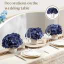 Leinuosen 6 Set Artificial Hydrangea Flowers and Plastic Vases Set Centerpieces Table Decorations Silk Fake Hydrangea Full Flowers Heads with Stems Bulk for Wedding Home Baby Shower (Gray Blue)