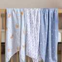 hahaland Muslin Swaddle Blankets Bamboo - 3-Pack, 1 Large (47" x 47") & 2 Standard (38" x 40") - Breathable Silky Soft Receiving Blankets Swaddles for Newborns Baby Boy Gifts Newborn Essentials, Blue