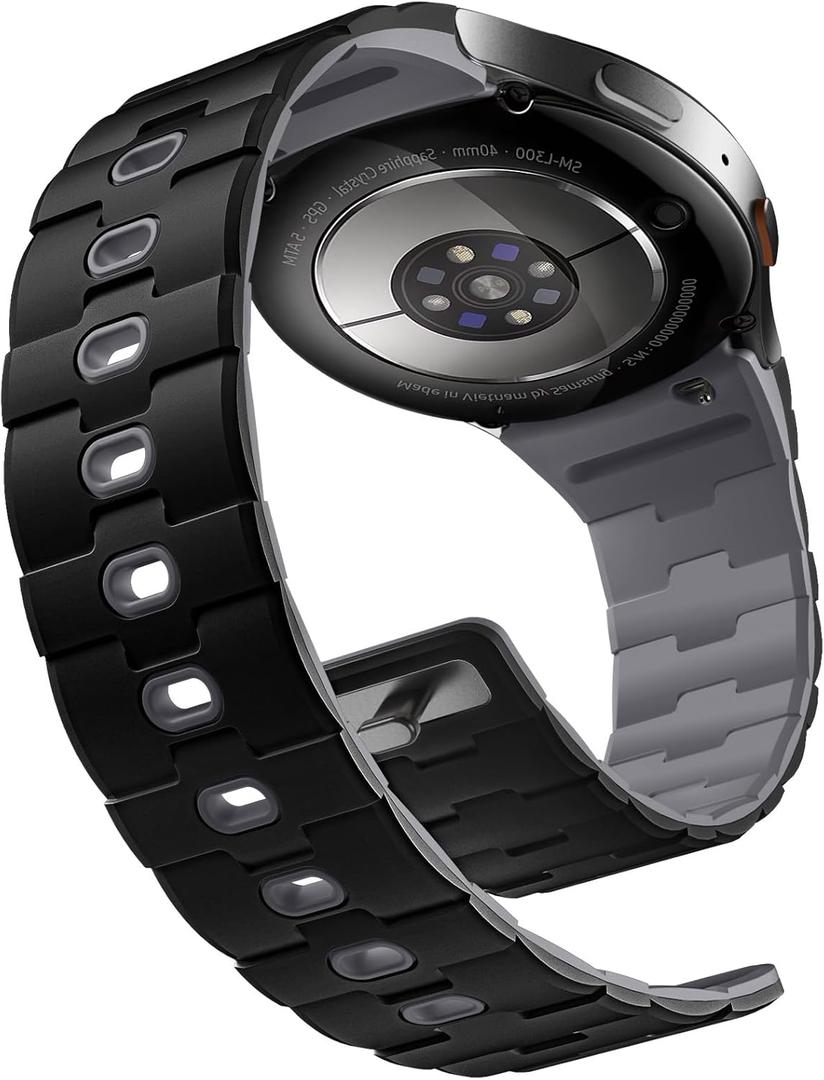 Bandletic Magnetic Silicone Band Compatible with Galaxy Watch 6 Classic Bands - 20mm No Gap Sports Strap for Watch 7 5 4 FE 40mm 44mm/for Galaxy Watch 4 Classic 43mm 47mm 42mm 46mm/Watch 5 Pro 45mm