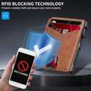 KIKVES Airtag Wallet for Men, Mens Smart Wallet for Air Tag RFID Blocking, Minimalist Bifold Pop Up Aluminum Credit Card Case Holder 12+ Cards with ID Window, Gift for Men, No Airtag Included, Brown