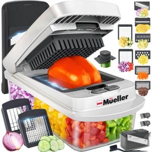 Mueller The Real Original Pro Chopper Since 2013 Vegetable Chopper Mandoline Slicer, 8 Blade Food Veggie Chopper Onion Vegetable Cutter with Container, Kitchen Gadgets & Essentials, (10 in 1) (Gray)