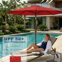 PatioKingdom 10FT Patio Umbrella with Push Button Tilt and Crank, Outdoor Market Umbrella with 8 Fiberglass Ribs, UV Protection Table Umbrella for Pool,Backyard,Garden,Deck