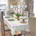 Spring Tablecloth Colorful Checkered Rainbow Plaid Table Cloths 60 Inch X 84 Inch Rectangle Easter Summer Watercolor Buffalo Check Plaid Spill Proof Table Covers for Kitchen Party Dinner Decoration