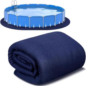 Oval Pool Liner Pad Strong Durable Puncture Resistant Floor Mat Polyester Geotextile Above Ground Pool Accessories Delicate Floor Pad for Swimming Pools Bath, Navy (12 x 18 ft)