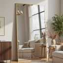 Full Length Mirror, 75"x36" Full Body Mirror, Floor Mirrors with Stand, Body Mirrors Standing Hanging Leaning Against Wall,Aluminum Frame Mirrors for Bedroom Cloakroom,Living Room,Gold