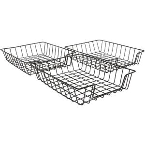 Okuna Outpost Wire Paper Basket Organizer - Letter-Size, Black, Metal, 3-Pack - Turn-in Trays, Paper Trays & Wire Office Bins for Desk