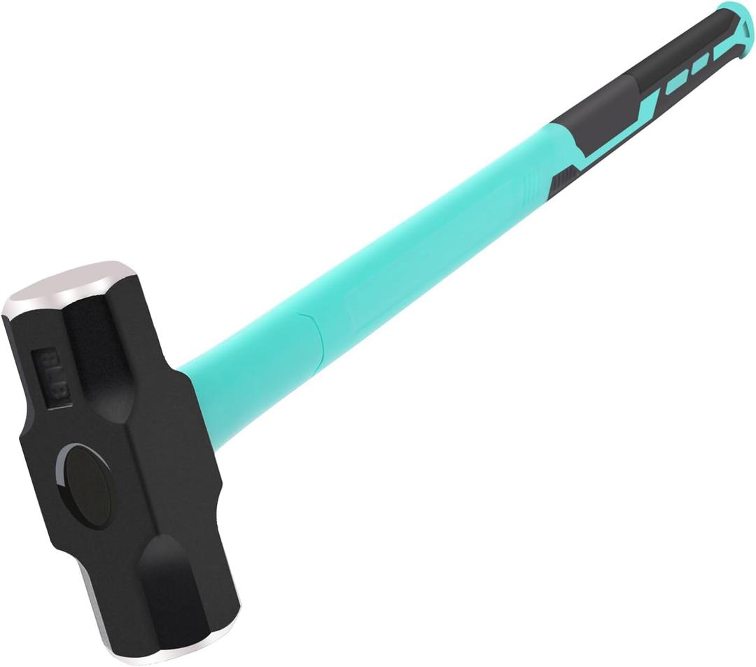 Sledge and Club Hammer with Heavy Duty Construction, Ergonomic No-Slip H-Grip Handle, Fiberglass Core, High Strength Steel for Construction,Land Management, Yard Work (B-8LB)