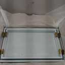 2 Pack Large Ottoman Tray Shagreen Decorative Tray Serving Tray with Acrylic Gold Handles, Ice Blue Vegan Leather Coffee Table Tray for All Occations Home Decor