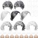 CraftyDream 32 Pcs Old Lady Wig Costume for Women Old Grandma Granny Grandpa Wig for 100 Days of School Cosplay (Classic, Cool)