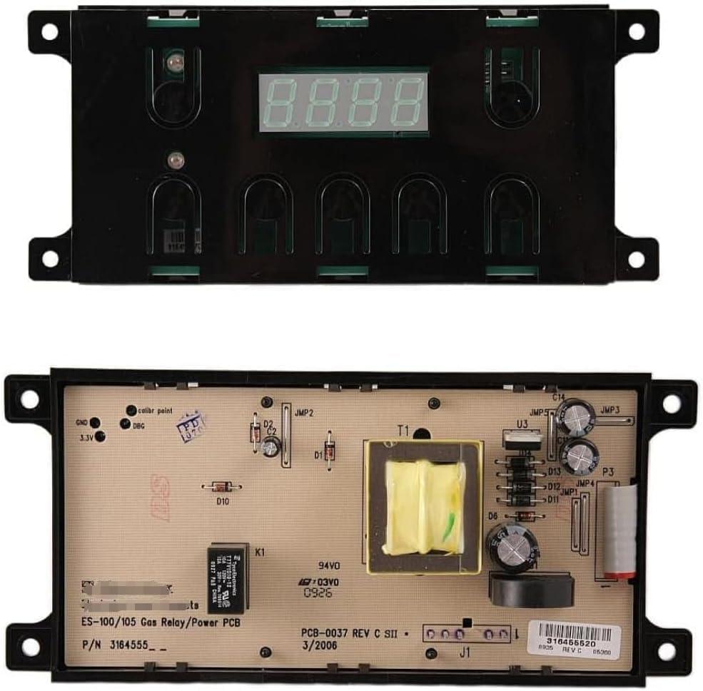 316455430, 316455520, Range Oven Control Board Replacement for range oven stove with new Overlay frontcover included, also fit for 316455570,316455520, compatible with 316455410