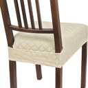 SearchI Stretch Dining Chair Seat Covers Set of 4, Soft Removable Washable Seat Covers for Dining Chairs, Dining Room Seat Cover Slipcover Protector (Rear-Covered, Beige Diamond Jacquard)