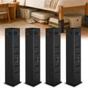 Heavy Duty Dorm Bed Risers, Adjustable Bed Leg Extenders, 4/6/8/10/12 inch | Widened Base & Thick Steel Support Plates, Creates Under-Bed Storage, Fits 2.2"3" Diameter Bed Legs, Black, 4-Pack