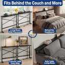 78.8" Adjustable Height Behind Couch Table, 2-Pack Skinny Console Table with 2 AC Outlets & Type-C Port, 5.9" Narrow Sofa Table for Living Room, Hallway, Entryway (Black)