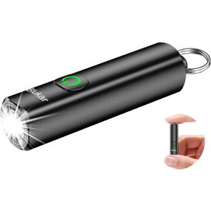 Blukar Rechargeable EDC Flashlight, 360L Mini Keychain Flash Light with 3 Lighting Modes, Memory Function, Waterproof, Compact and Portable Pocket Light for Everyday Carry, Emergency,Camping,Outdoor