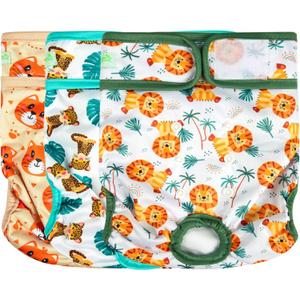 wegreeco Washable Female Dog Diapers Highly Absorbent Reusable Diapers for Dog in Heat Period, 3 Pack (The King of Forest, Medium) (Medium (12"-15" Waist))